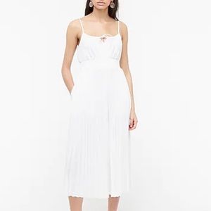 J. Crew Smocked Waist Pleated Dress in White